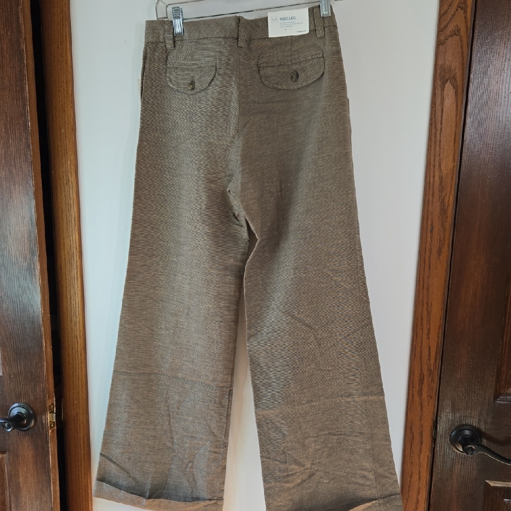 GAP Brown Houndstooth Wide-Leg Trousers